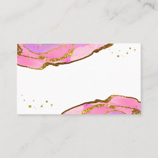 ピンクの青および金ゴールドのGeode |の結婚の護衛カード プレイスカード (裏面)