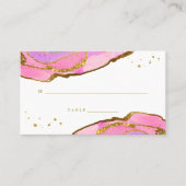 ピンクの青および金ゴールドのGeode |の結婚の護衛カード プレイスカード (正面)