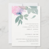 ピンクの青の緑の水の色のフローラ結婚式の招待 サンキューカード (正面)