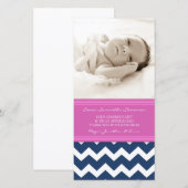 ピンクの青はベビーシャワーの写真カード感謝していしています サンキューカード (正面/裏面)