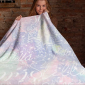 ピンクの青みがかった水色の名前(音符あり) フリースブランケット