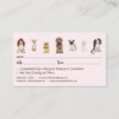 ピンクの面映ゆい犬のグルーマー ペットの予約 名刺 (裏面)