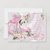 ピンクの靴のプリンセスベイビーシャワー 招待状 (裏面)