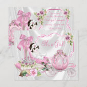 ピンクの靴のプリンセスベイビーシャワー 招待状 (正面/裏面)