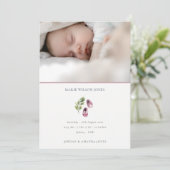 ピンクの靴の葉の写真ベビー誕生のお知らせ サンキューカード (スタンド正面)