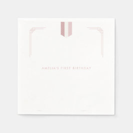 ピンクの韓国の女の子1歳の誕生日ドルジャンチ スタンダードカクテルナプキン