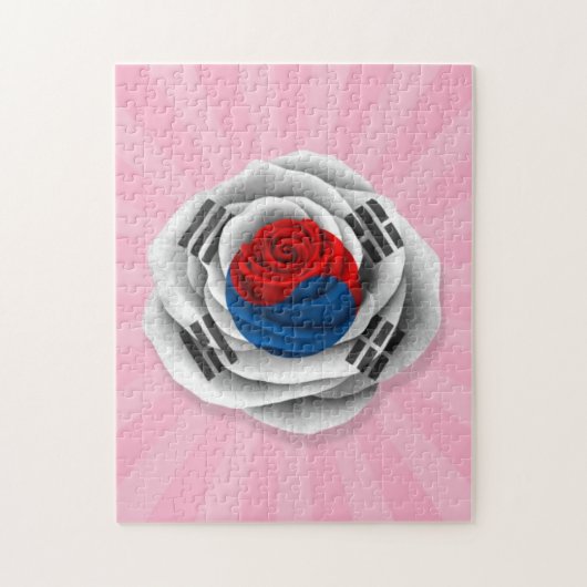 ピンクの韓国人のばら色の旗 ジグソーパズル (縦)