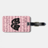 ピンクの音楽とシアターマスク ラゲッジタグ (裏面横)