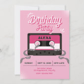 ピンクの音楽カセット 招待状 (正面)
