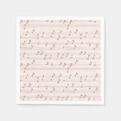 ピンクの音符シート スタンダードカクテルナプキン (正面)