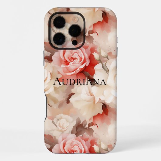 ピンクの頬紅クリームフラワー iPhoneケース (裏面)