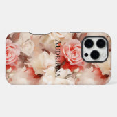ピンクの頬紅クリームフラワー iPhoneケース (裏面横)