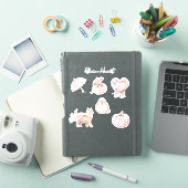 ピンクの頬紅ハートスカーフ猫傘パンプキン シール (iPadカバー)