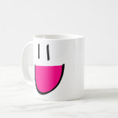 ピンクの顔のコーヒーか茶マグ(白い) コーヒーマグカップ (正面左)