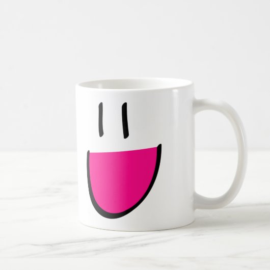 ピンクの顔のコーヒーか茶マグ(白い) コーヒーマグカップ (右)