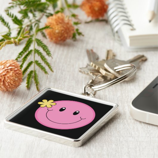 ピンクの顔 キーホルダー (側面)