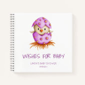 ピンクの願い事ベビーバードベイビーシャワーゲストブック ノートブック (正面)
