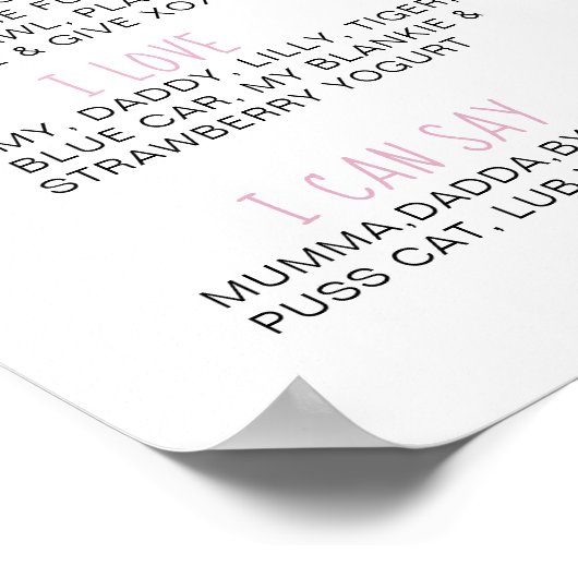 ピンクの風船と車の最初の誕生日マイルストーン ポスター (角)