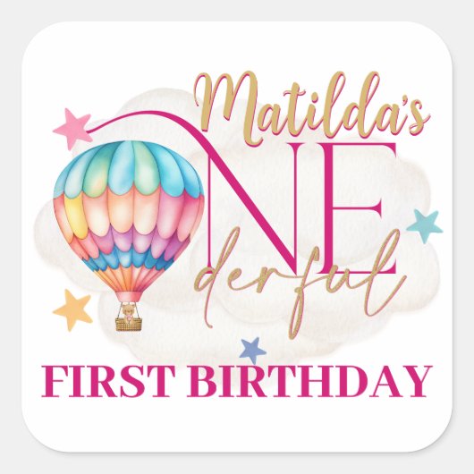 ピンクの風船のクマちゃん ベイビー ステッカー (正面)