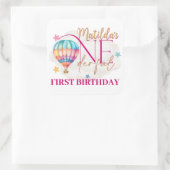 ピンクの風船のクマの赤ちゃんステッカー スクエアシール (バッグ)