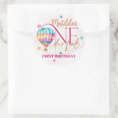 ピンクの風船のクマの赤ちゃんステッカー ラウンドシール (バッグ)