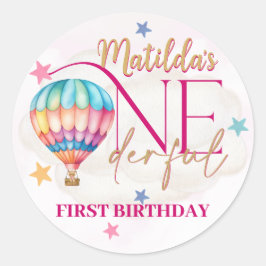 ピンクの風船のクマの赤ちゃんステッカー ラウンドシール