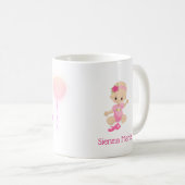 ピンクの風船の女の子誕生カスタマイズギフト コーヒーマグカップ (正面右)