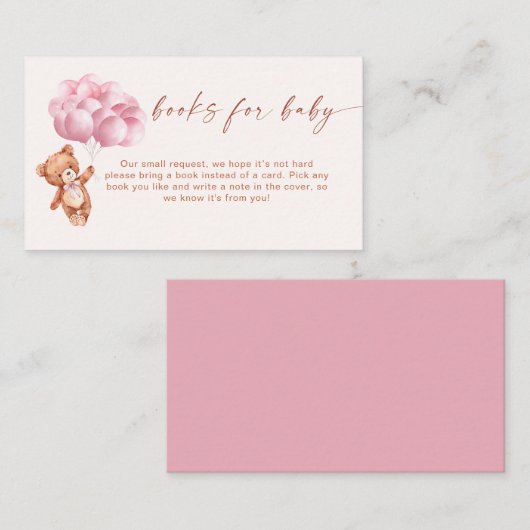 ピンクの風船の本がベビー エンクロージャーカード (正面/裏面)