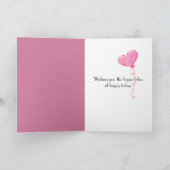 ピンクの風船を持つ女の子と12誕生日 カード (内部)