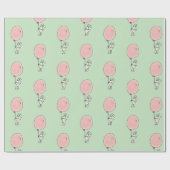 ピンクの風船を持つ白いバニー ラッピングペーパー (フラット)