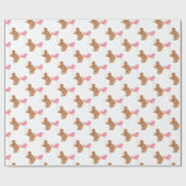 ピンクの風船を持つ茶色の猫 ラッピングペーパー (フラット)