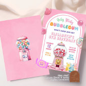ピンクの風船ガムのキャンディー 誕生日の女の子 招待状