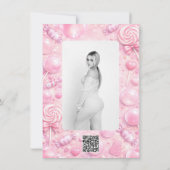 ピンクの風船ガムの夢のキャンディランドのサンキューカード 招待状 (裏面)
