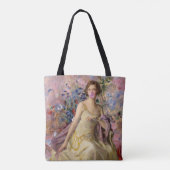 ピンクの風船ガムを膨らますAilsa Villard 花 トートバッグ (裏面)