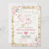 ピンクの風船 なんて素敵な誕生日 招待状 (正面)