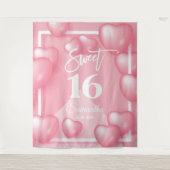 ピンクの風船 スイート16 16歳の背景 タペストリー (正面)