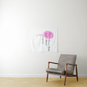 ピンクの風船 女の子のベビーシャワー  名前と日付を追加 タペストリー (インサイチュ(横))