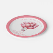 ピンクの風船 水彩ガール ベビーシャワー ペーパープレート (アングル)