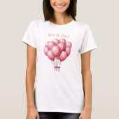 ピンクの風船 赤ちゃん女の子 Mommy To Be Tシャツ (正面)