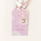 ピンクの風船 赤ちゃん テディベア シャワー サンクス ギフトタグ