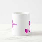 ピンクの飛行機のバレンタイン コーヒーマグカップ (中央)