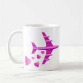 ピンクの飛行機のバレンタイン コーヒーマグカップ (左)