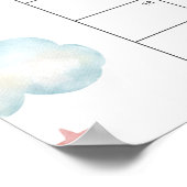 ピンクの飛行機シャワー　赤ちゃんの出産予定日カレンダー　当ててみて！ ポスター (角)