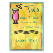 ピンクの飲み物のBuncoのテーブルカード#2 テーブルナンバー (裏面)