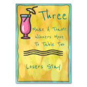 ピンクの飲み物のBuncoのテーブルカード#3 テーブルナンバー (裏面)