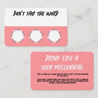 ピンクの飲み物ゲームカード 名刺