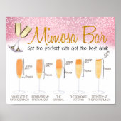 ピンクの飾り付きミモザ バー ブライダル ブランシュ サイン (正面)