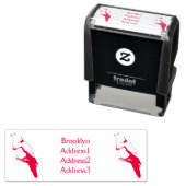 ピンクの首の緑のハトの鳥の漫画イラストレーション セルフインキングスタンプ (インサイチュ)