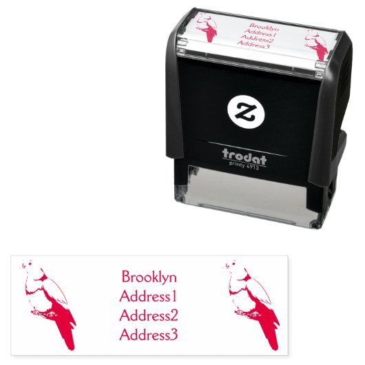 ピンクの首の緑のハトの鳥の漫画イラストレーション セルフインキングスタンプ (インサイチュ)