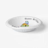 ピンクの首の緑のハトの鳥の漫画イラストレーション ペーパーボウル (傾斜あり)